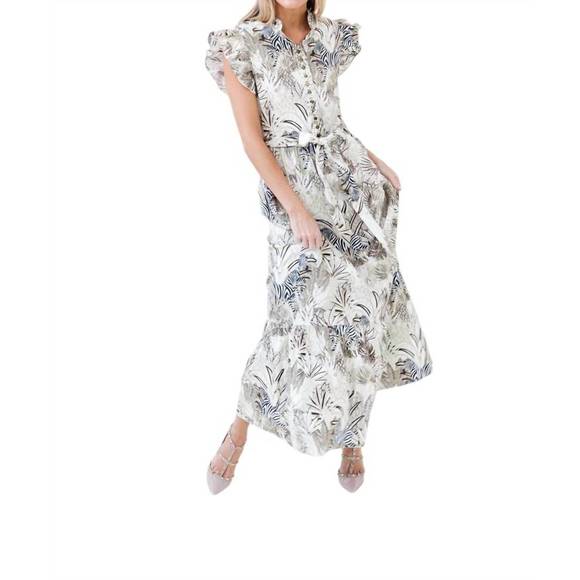 NWT SHERIDAN FRENCH Taylor maxi dress in tan zebra - Picture 2 of 4